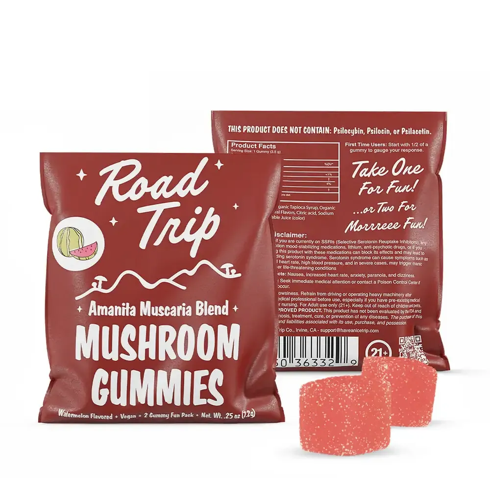 road trip Amanita Muscaria Mushroom Gummies water melone
